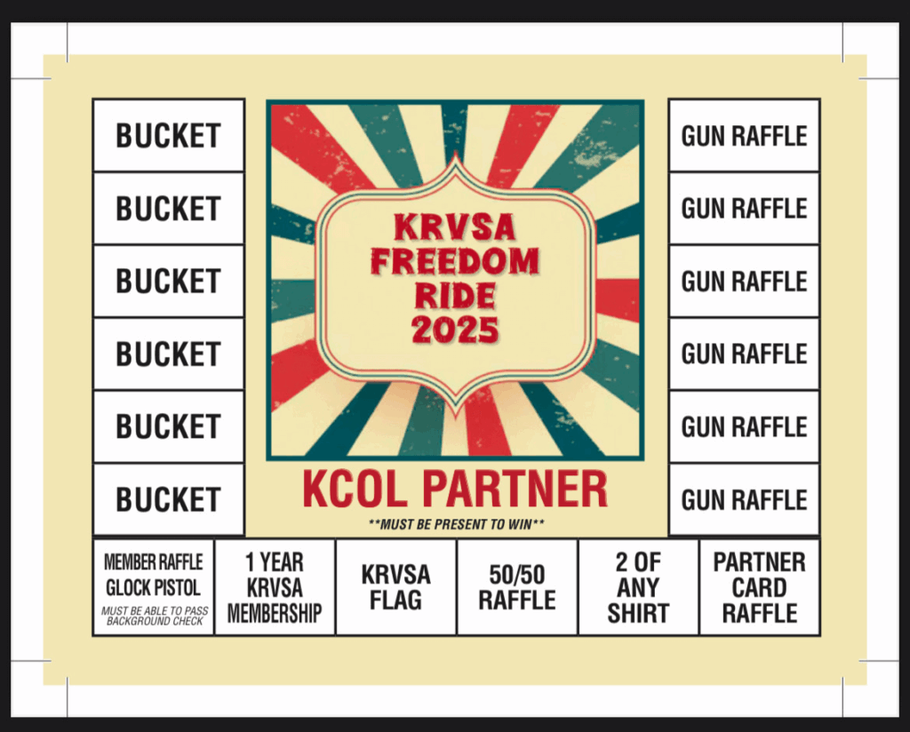 KRVSA Freedom Ride 2025 Prize Sheet
